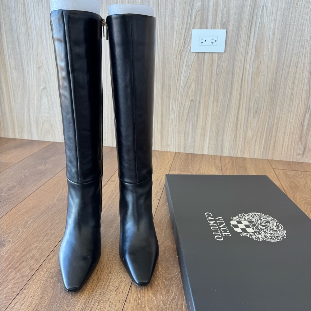 Vince Camuto Black Sutton Wide-Calf Women's Knee-High Boots